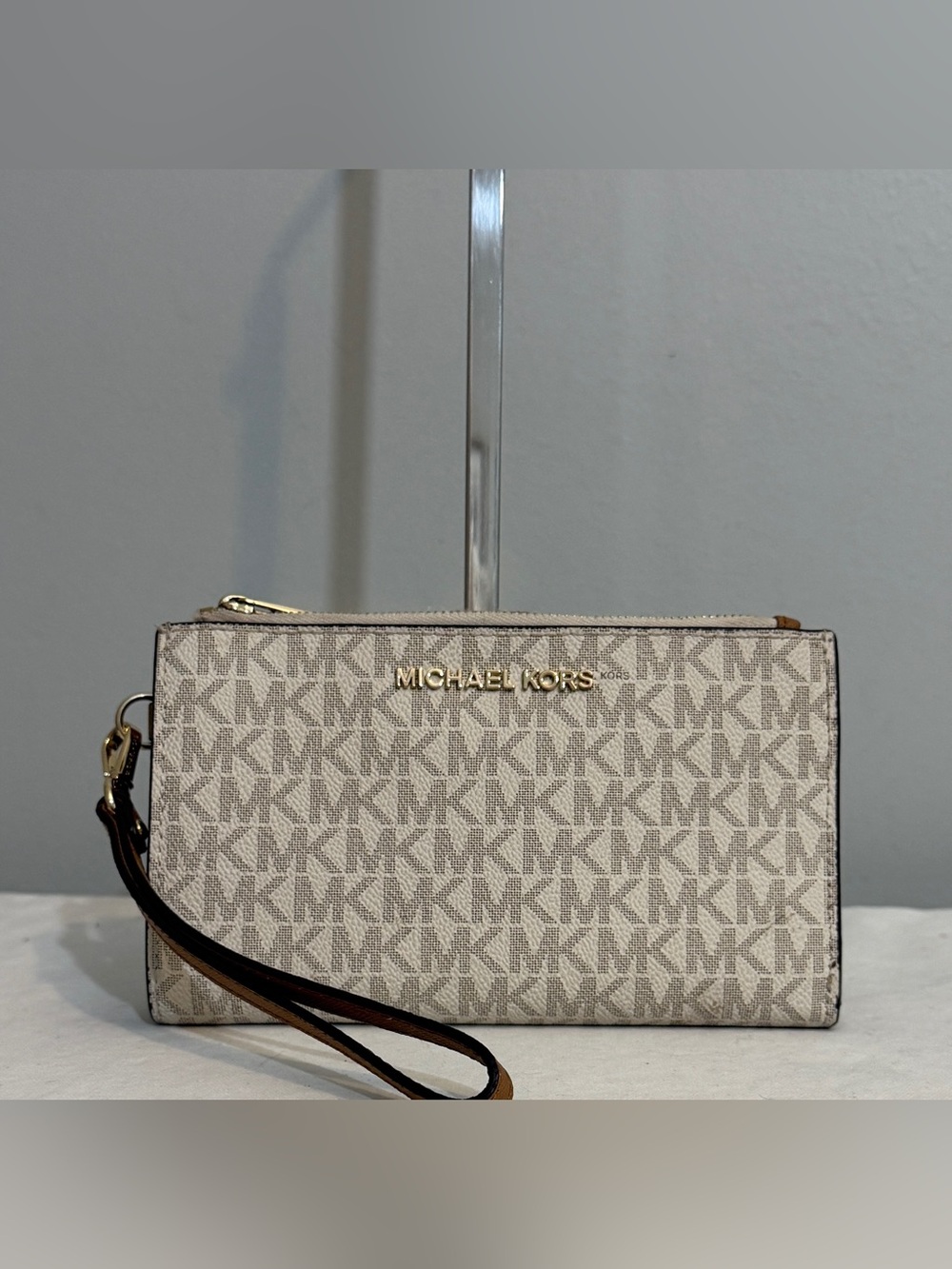 Michael Kors Vanilla Logo-Print Wristlet Wallet with Phone Compartment